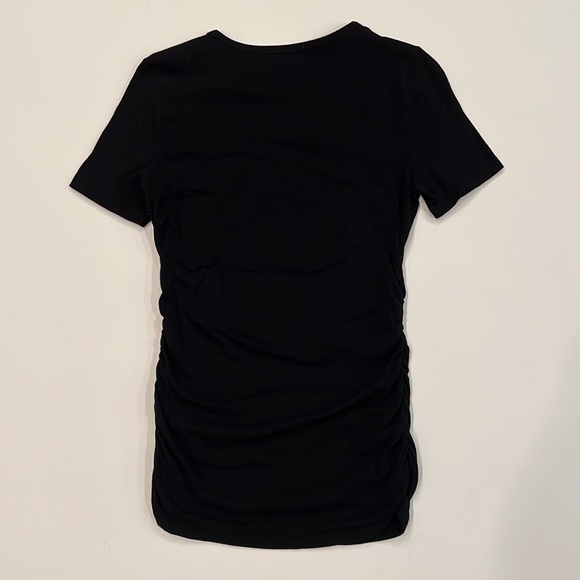 Michael Kors Black Ruched Side Zip Shoulder Short Sleeve Shirt Womens Small EUC - Picture 3 of 7